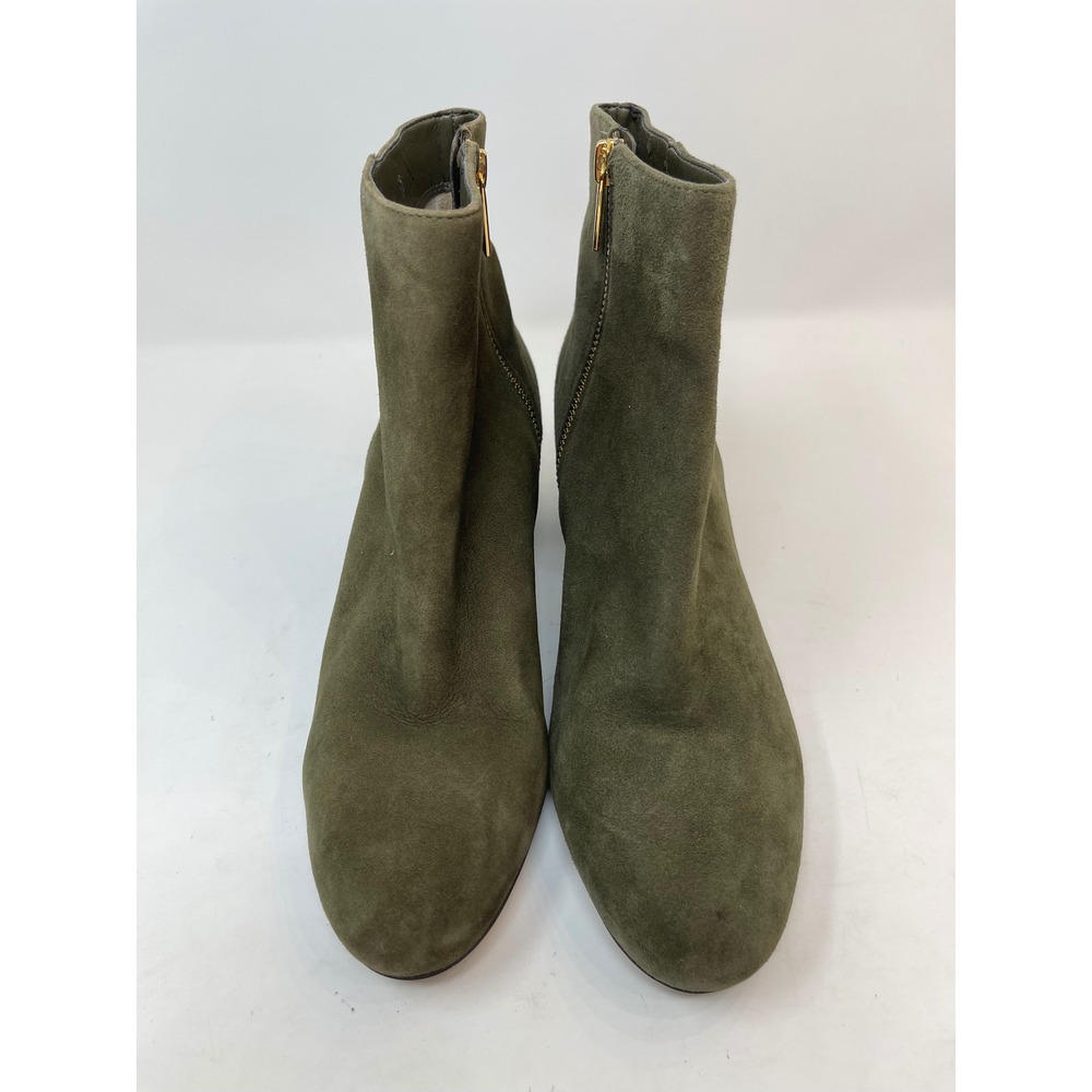 Michael Kors Ankle Boots Womens 8M Olive Green Excellent Suede Chain Block Heel